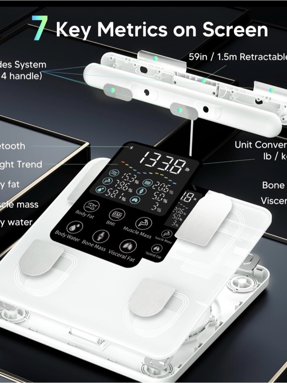 Digital Body Composition Scale with LED Display - White